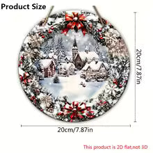 FrostVille | Weihnachtsschild aus Holz mit Relief-Effekt | Winterdorf und verschneite Landschaft | Wand- und Türdekoration