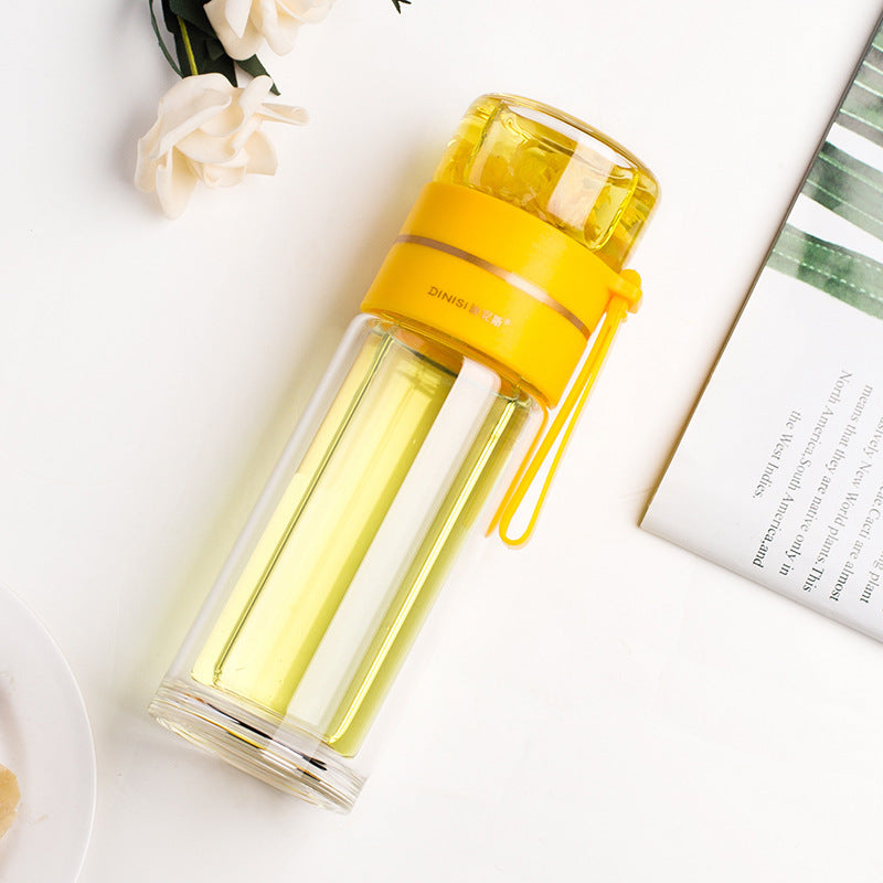 TeaVoyage Infuser | Doppelt isolierte Teeflasche | Auslaufsicher & Stilvoll | 400–450 ml Borosilikatglas