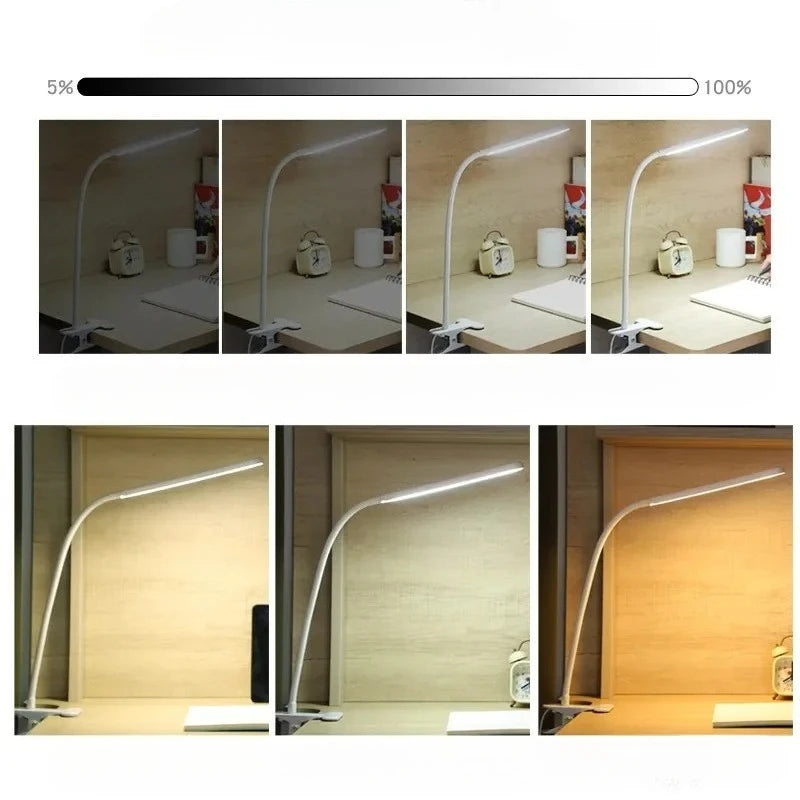 LumaFlex LED-Clip-Lampe | 3 Farbmodi & 10 Helligkeitsstufen | USB-betrieben | Flexibler Schwanenhals | Augenfreundlich & Dimmbar