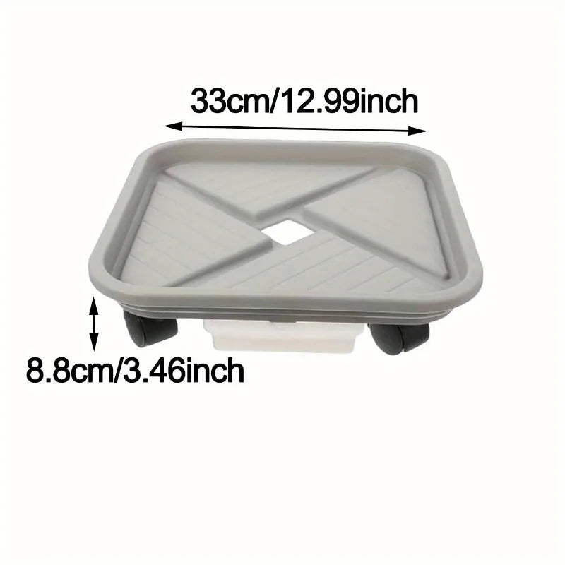 Floravivo Pflanzenroller mit Tropfschale | Quadratischer mobiler Pflanzenständer | Stabil und leicht zu bewegen