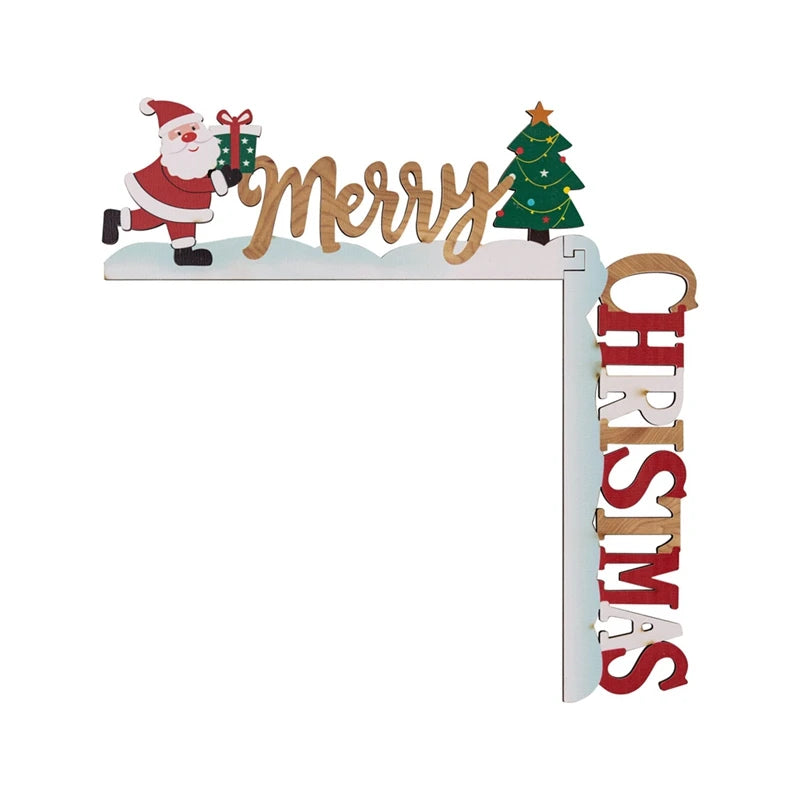 Weihnachtseckdekoration Weihnachtsmann-Ecke | Holz-Wand- und Tür-Eckornament | Lustiges Weihnachtsdesign mit Weihnachtsmann & Elfen | 3D Holzschild