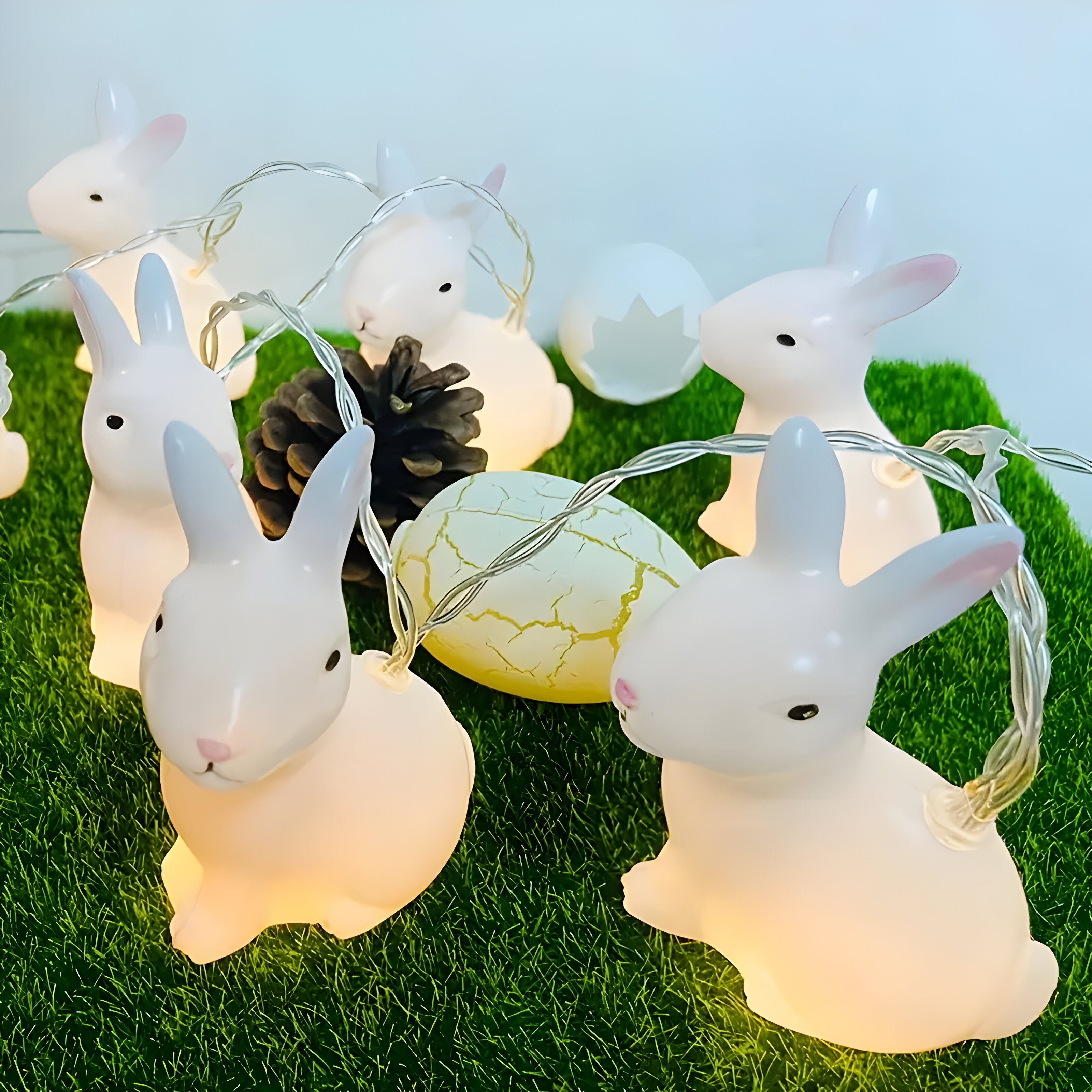 BunnyGlow LED Hasen-Lichterkette | Vintage-Deko & Batteriebetrieben | Für Ostern, Kinderzimmer & Wohnzimmer | Nostalgischer Charme