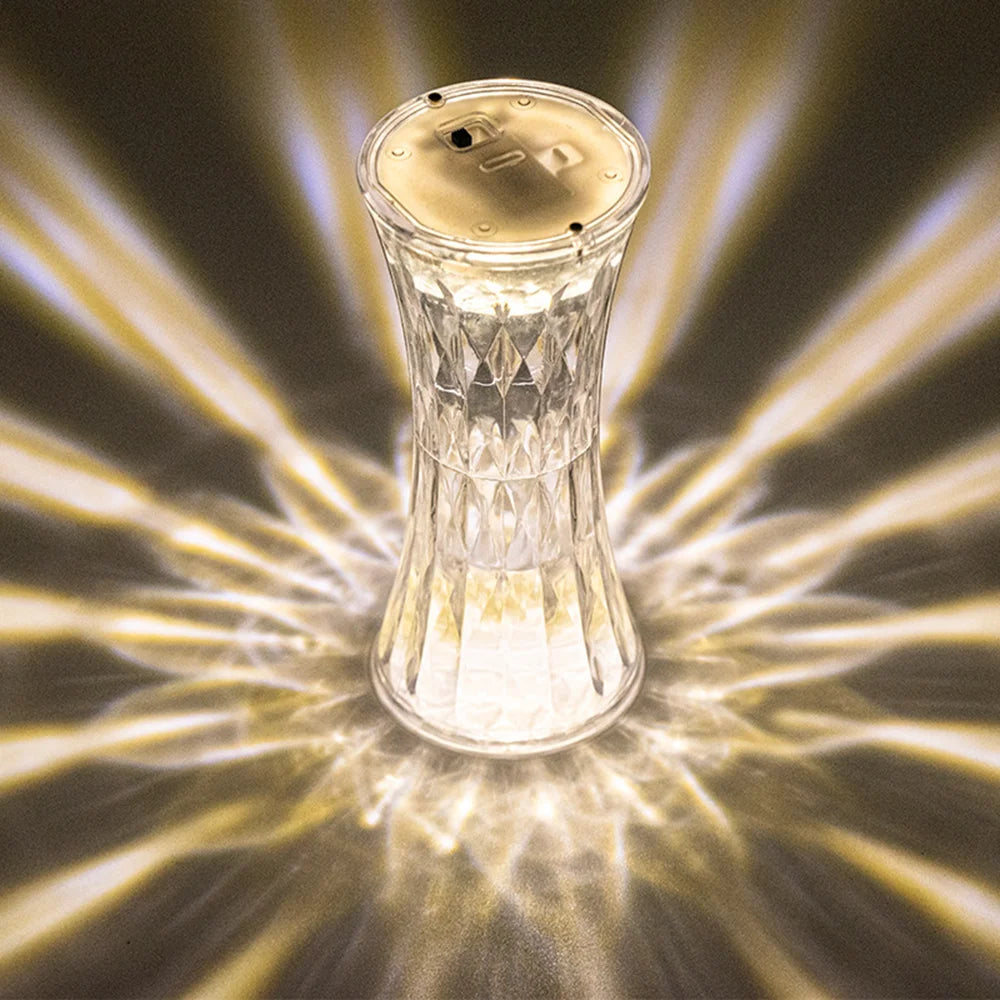 LumiCrystal LED Kristalltischlampe | Batteriebetrieben & Flammenlos | Warmweißes Ambientelicht | Ideal für Schlafzimmer, Hochzeit & Dekoration