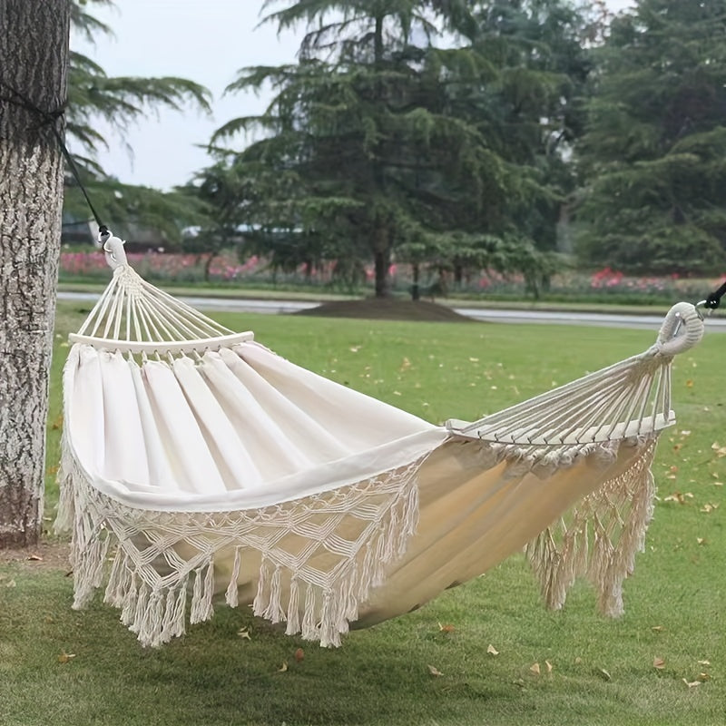 Calyma DuoHammock | Boho-Hängematte für 2 Personen | Weiche Baumwolle & Pompons | Für Innen & Außen