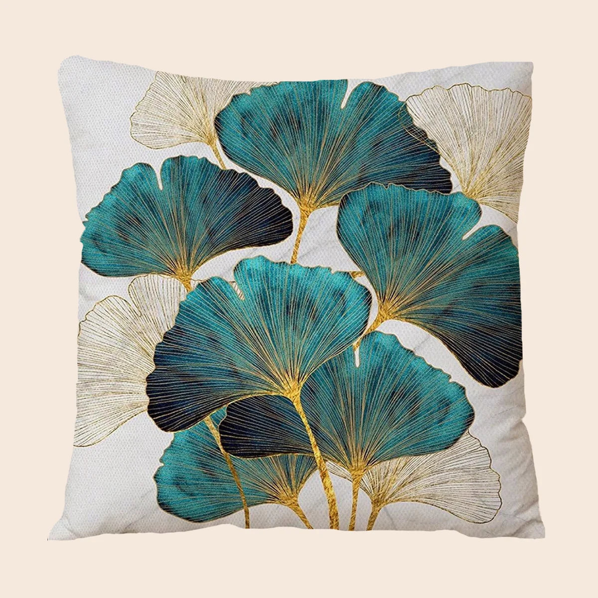 GinkgoDream | Weicher & Gemütlicher Kissenbezug mit Ginkgoblatt-Motiv | 45×45 cm