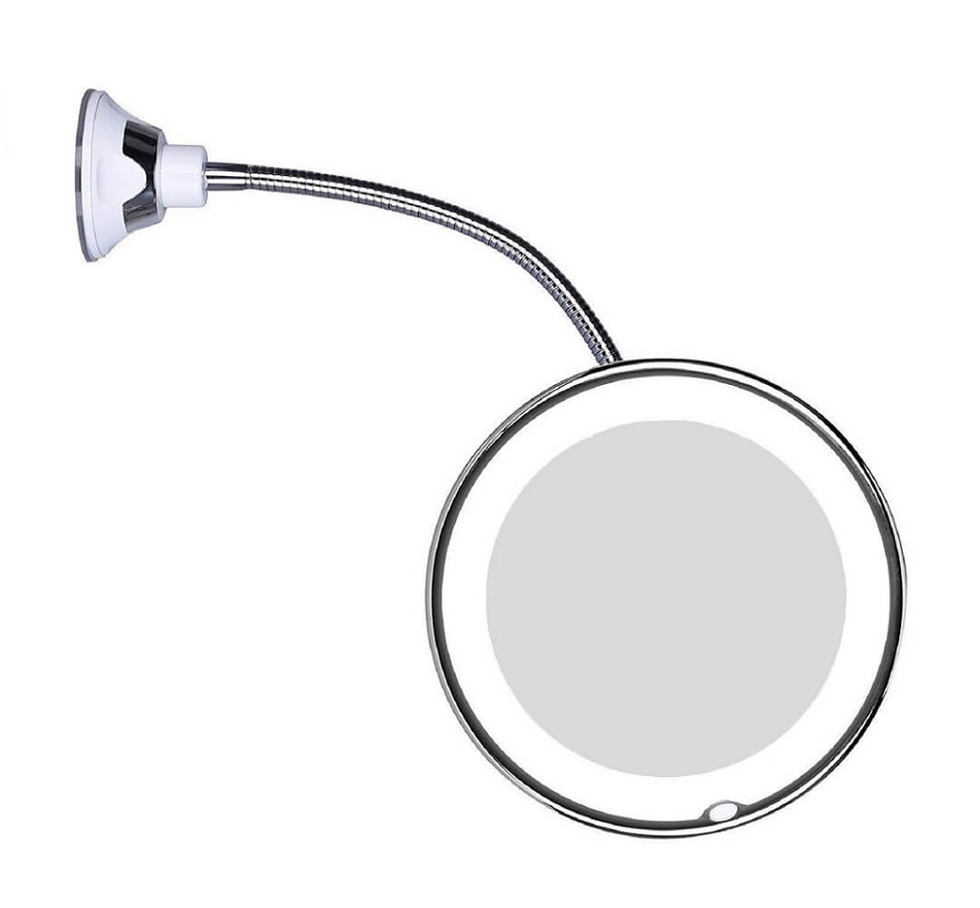 GlowMirror LED Magnifying Mirror | 10x Magnification | Flexible Neck Design