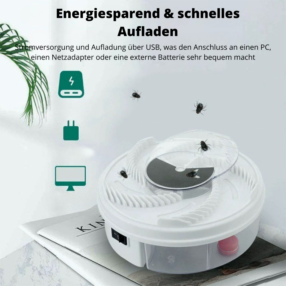 FlyGuard | Fliegenfalle Solar | Leise & Effektiv | 5 Köderstationen