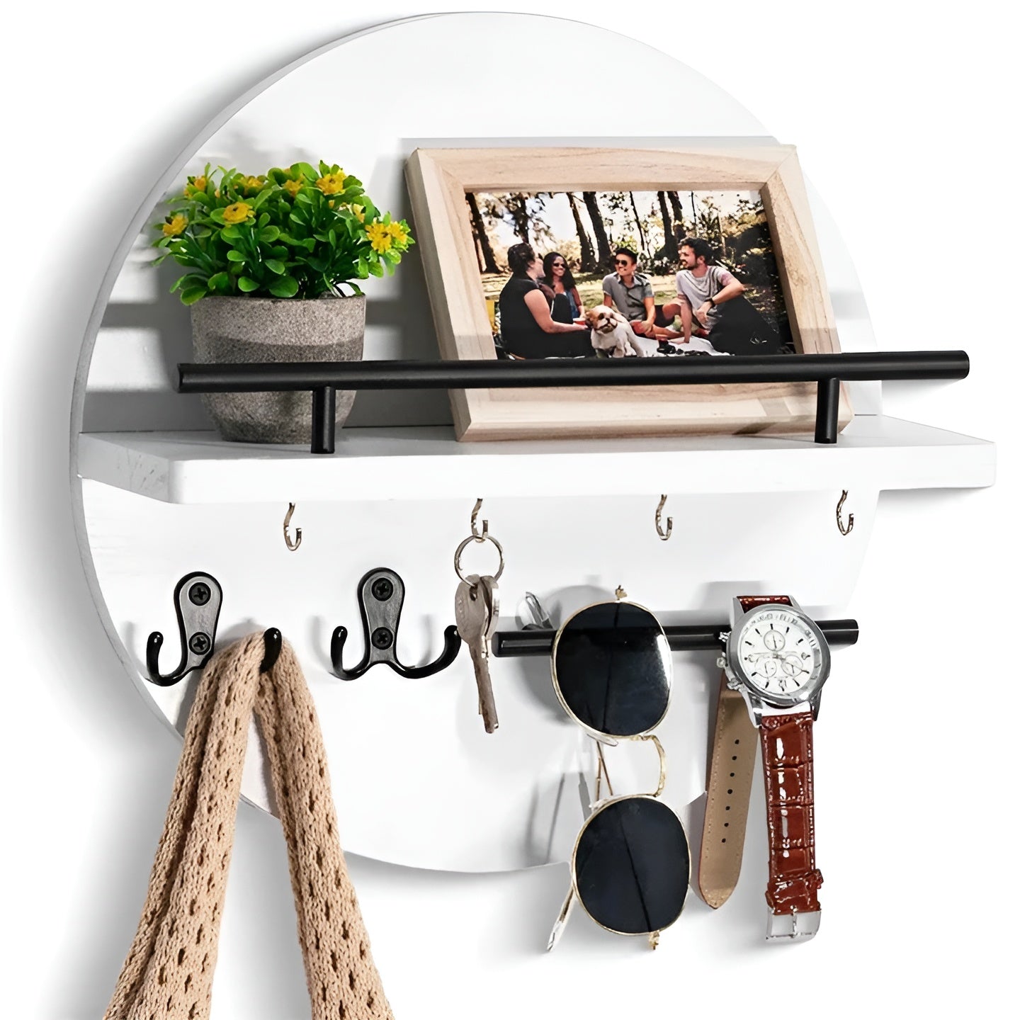 EdgeWood | Wandgarderobe | Akazienholz & Pulverbeschichtetes Metall | Platzsparend & Funktional