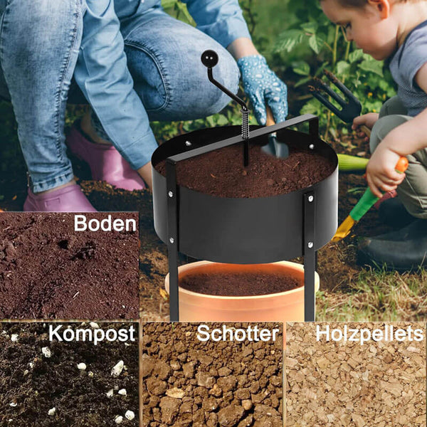 GardenMaster SiftPro | Rotierendes Sieb für Erde & Kompost | Ergonomisch & Effizient | Mit Metallrahmen
