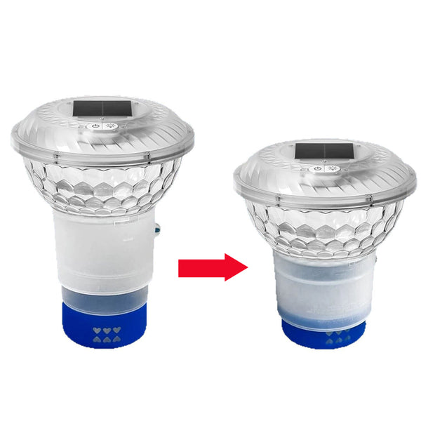 AquaGlow Solar Pool Dispenser | RGB LED & Solarbetrieb | Chlordosierung & 5 Lichteffekte