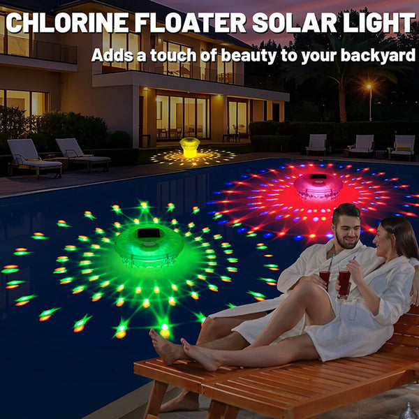 AquaGlow Solar Pool Dispenser | RGB LED & Solarbetrieb | Chlordosierung & 5 Lichteffekte
