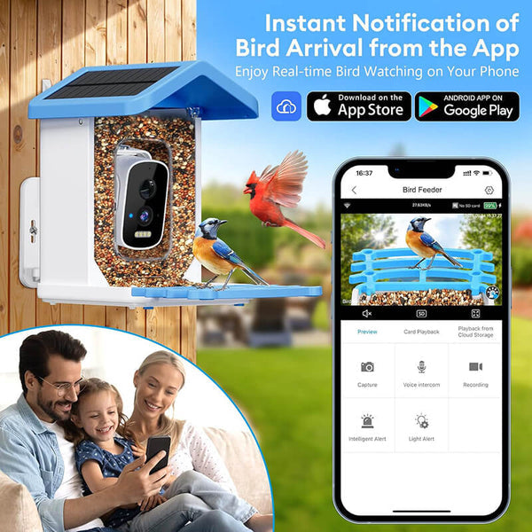 FeatherWatch Pro Bird Feeder Cam | KI-Vogelerkennung & 2.5K HD | Solarbetrieben & Wetterfest