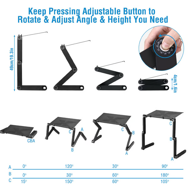 FlexDesk 360 | Verstellbarer Laptopständer | Ergonomisches Arbeiten | Aluminium & Belüftung