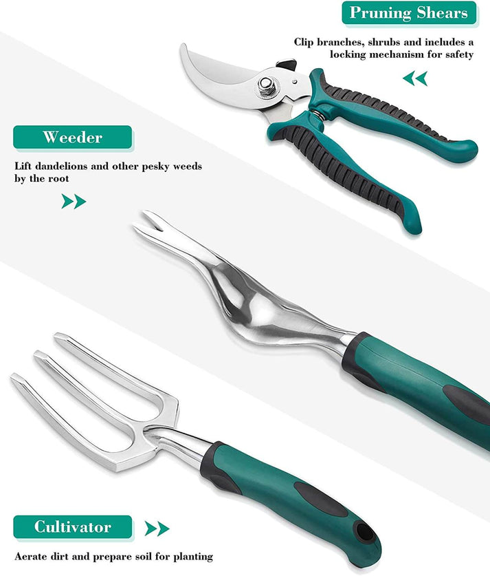 GreenMaster 11in1 Gartenwerkzeug Set | Komplette Ausrüstung mit Tasche | Ergonomisch & Rostfrei | Für Einsteiger & Profis