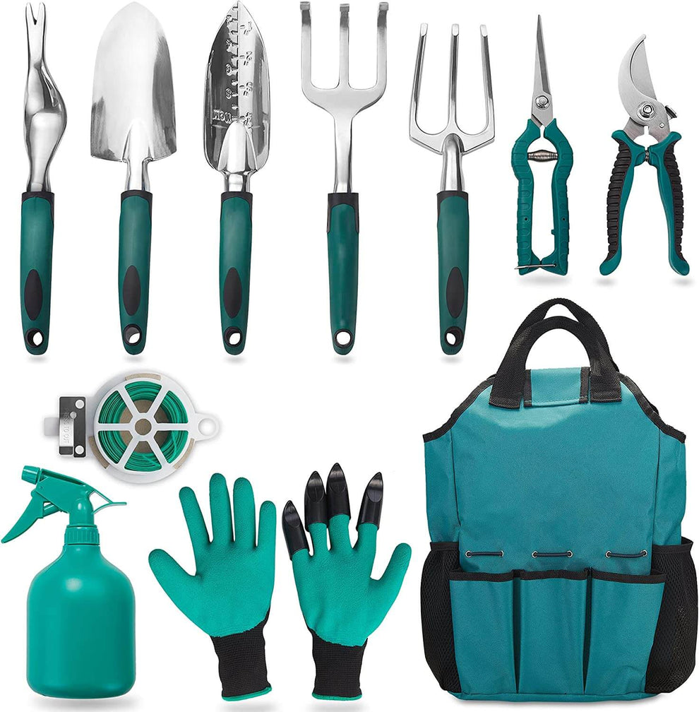 GreenMaster 11in1 Gartenwerkzeug Set | Komplette Ausrüstung mit Tasche | Ergonomisch & Rostfrei | Für Einsteiger & Profis