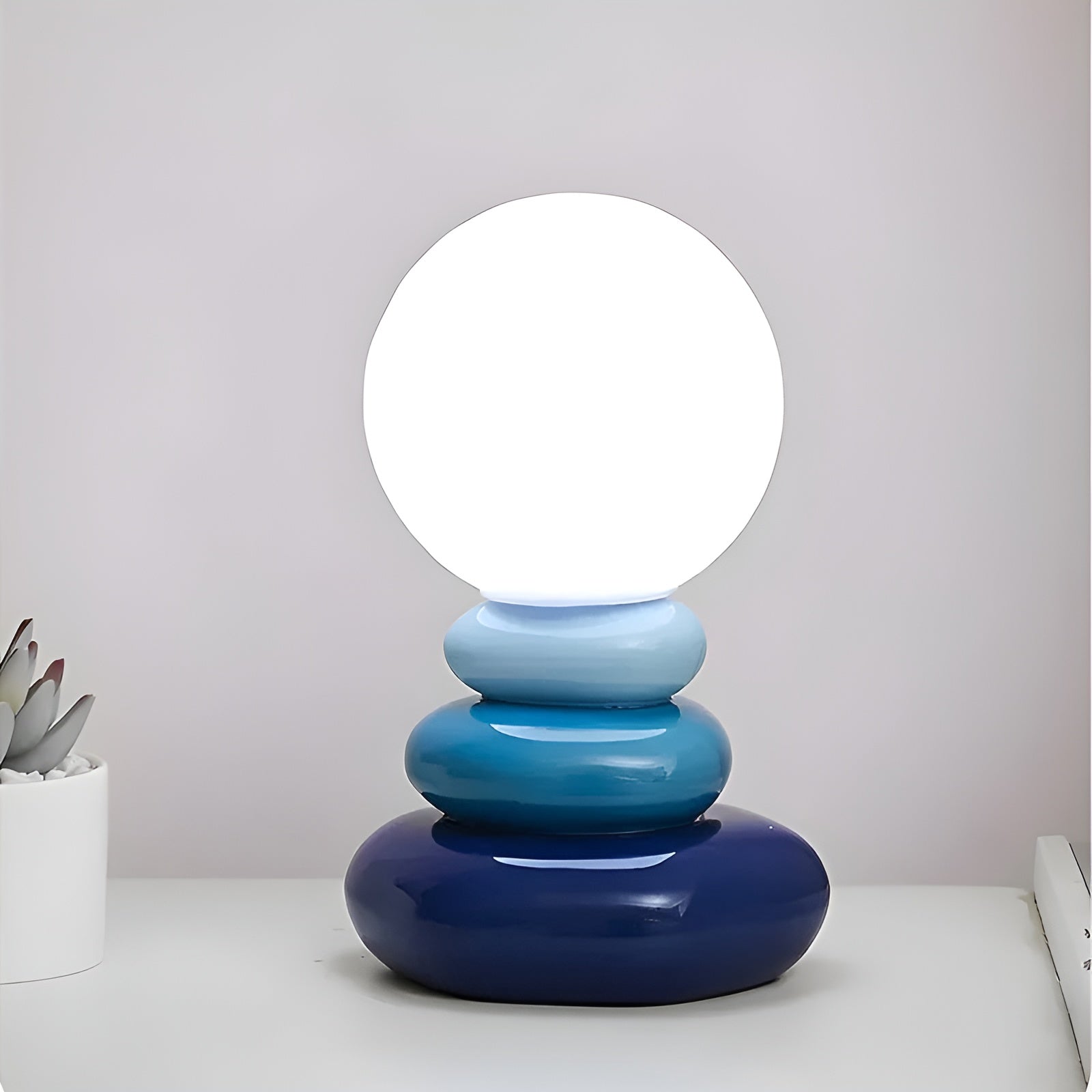 Zenovora Tischlampe | Keramikleuchte in Kieselstein-Optik | Warmweißes LED-Licht | Handgefertigt & Zen-inspiriert | Für Schlafzimmer & Wohnzimmer