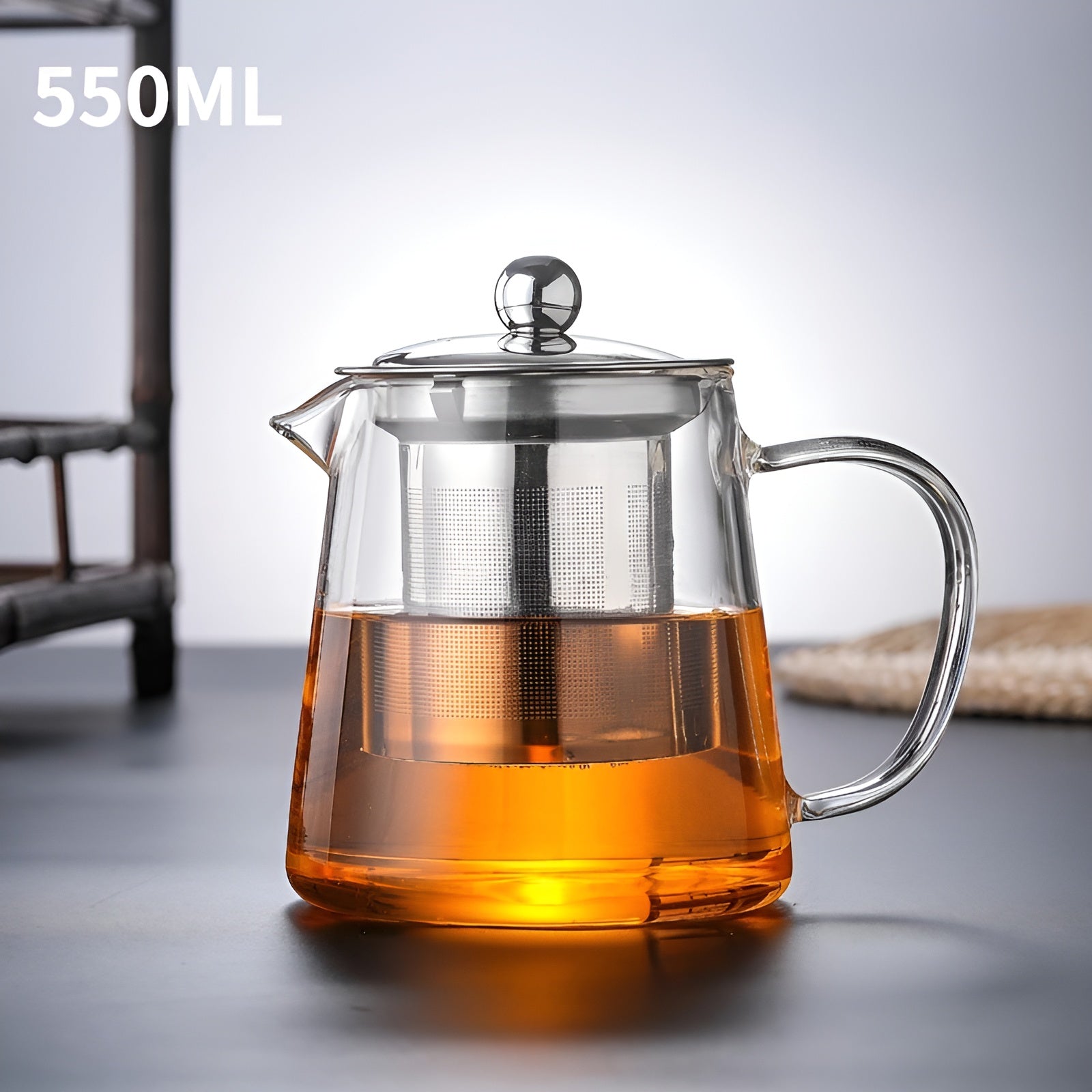 TeaLuxe | Teekanne | Mundgeblasenes Glas | Edelstahlfilter & Hitzebeständig