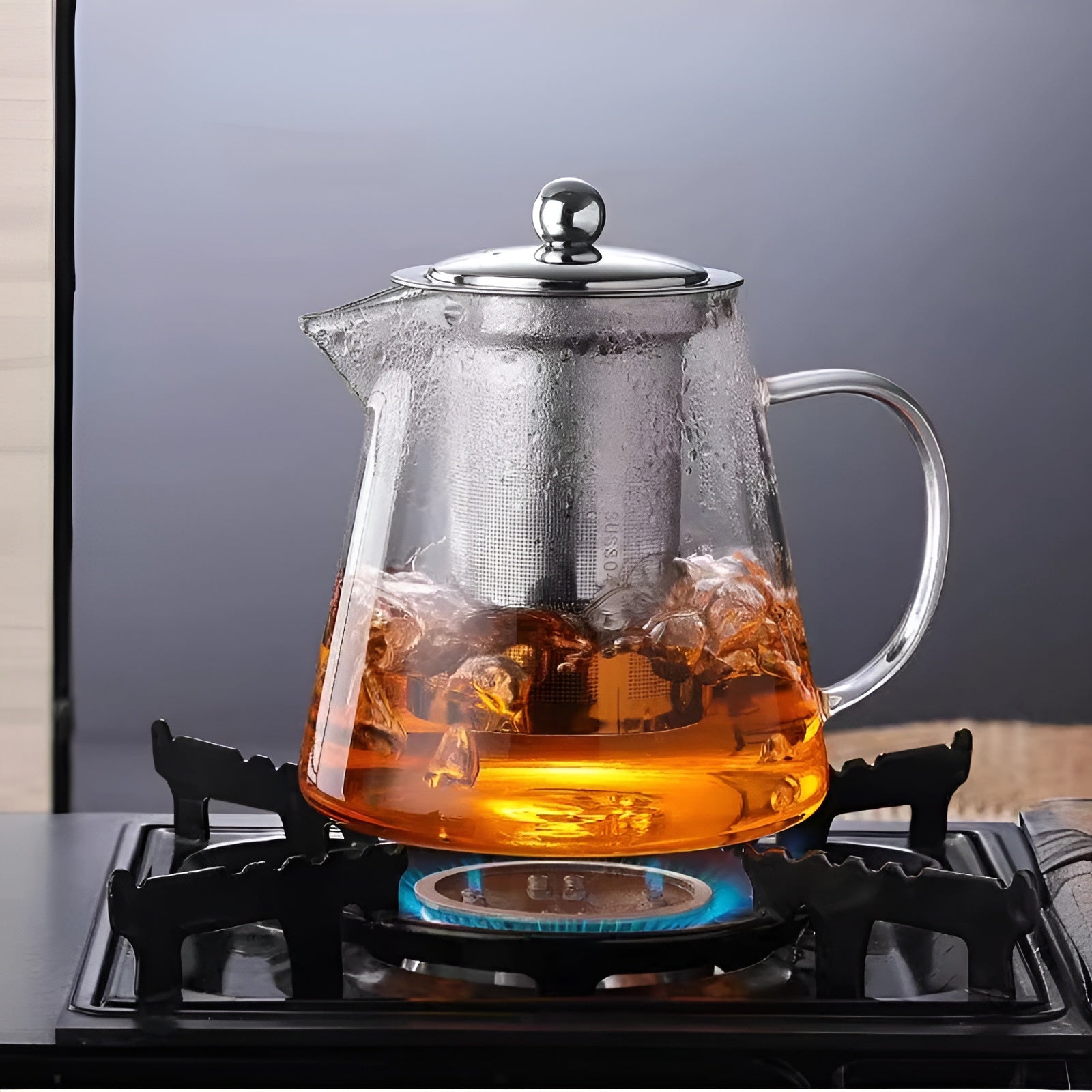 TeaLuxe | Teekanne | Mundgeblasenes Glas | Edelstahlfilter & Hitzebeständig
