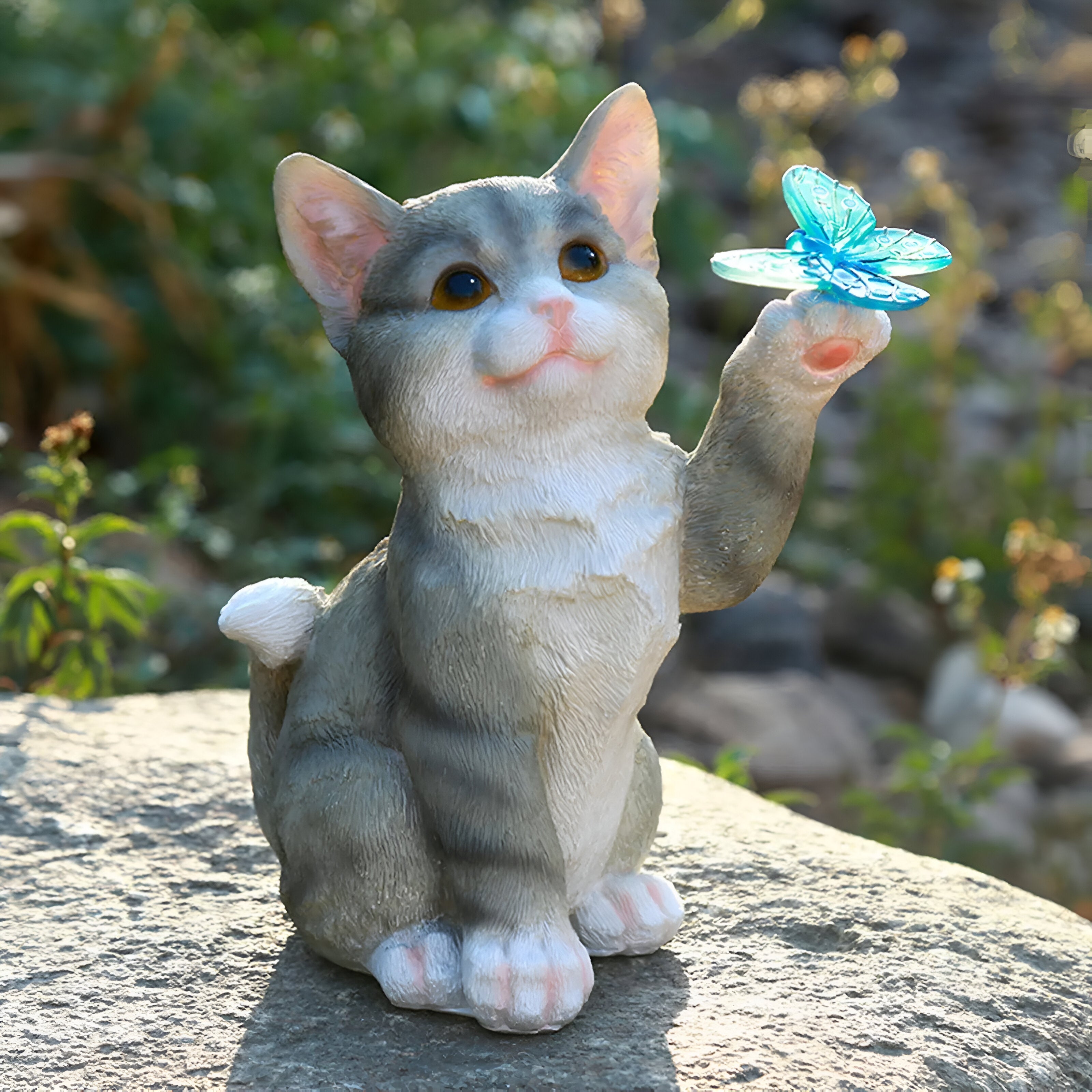 GlowTail Solar Hängelampe Katze | LED Warmweiß | Wetterfest & Dekorativ | Für Garten, Terrasse & Balkon