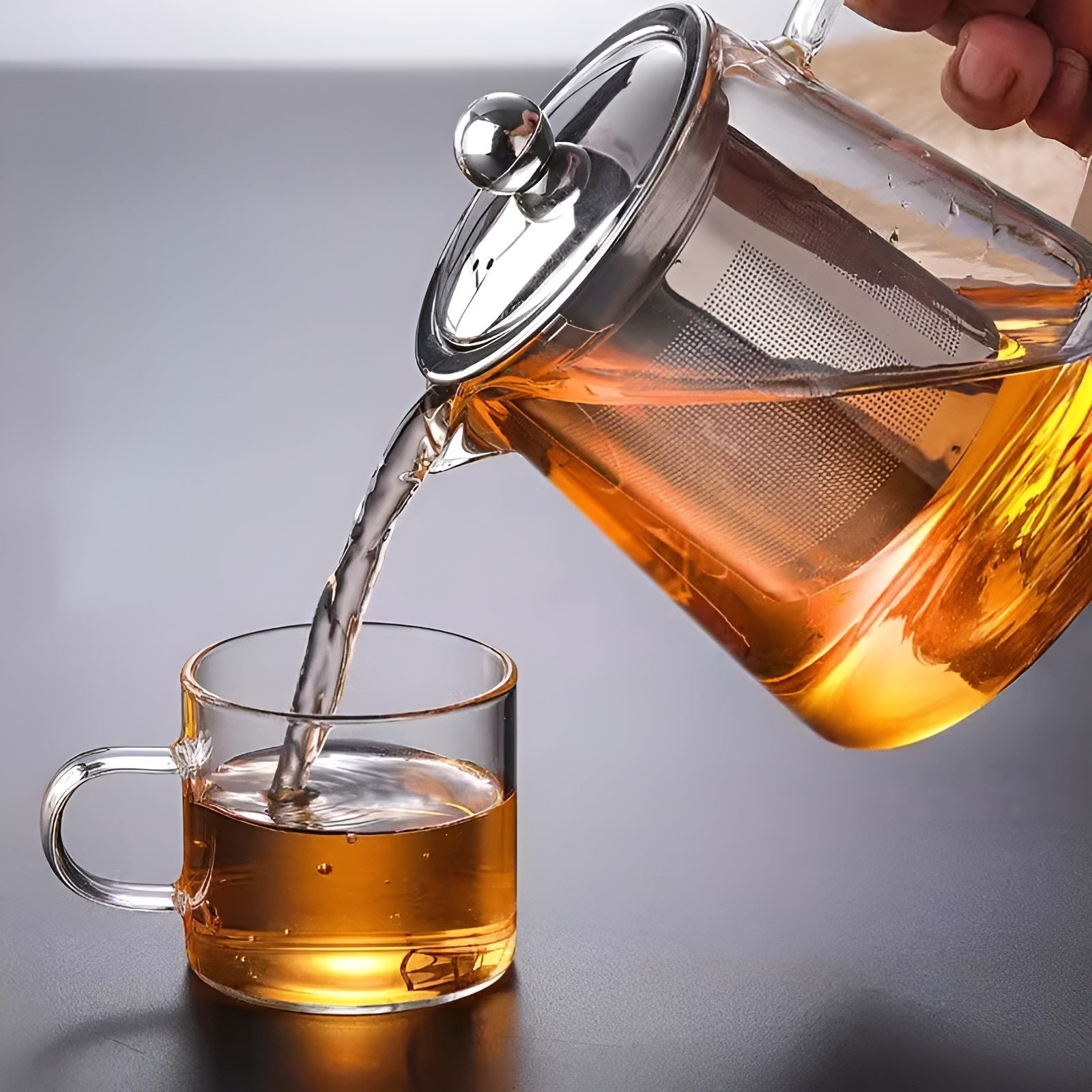 TeaLuxe | Teekanne | Mundgeblasenes Glas | Edelstahlfilter & Hitzebeständig