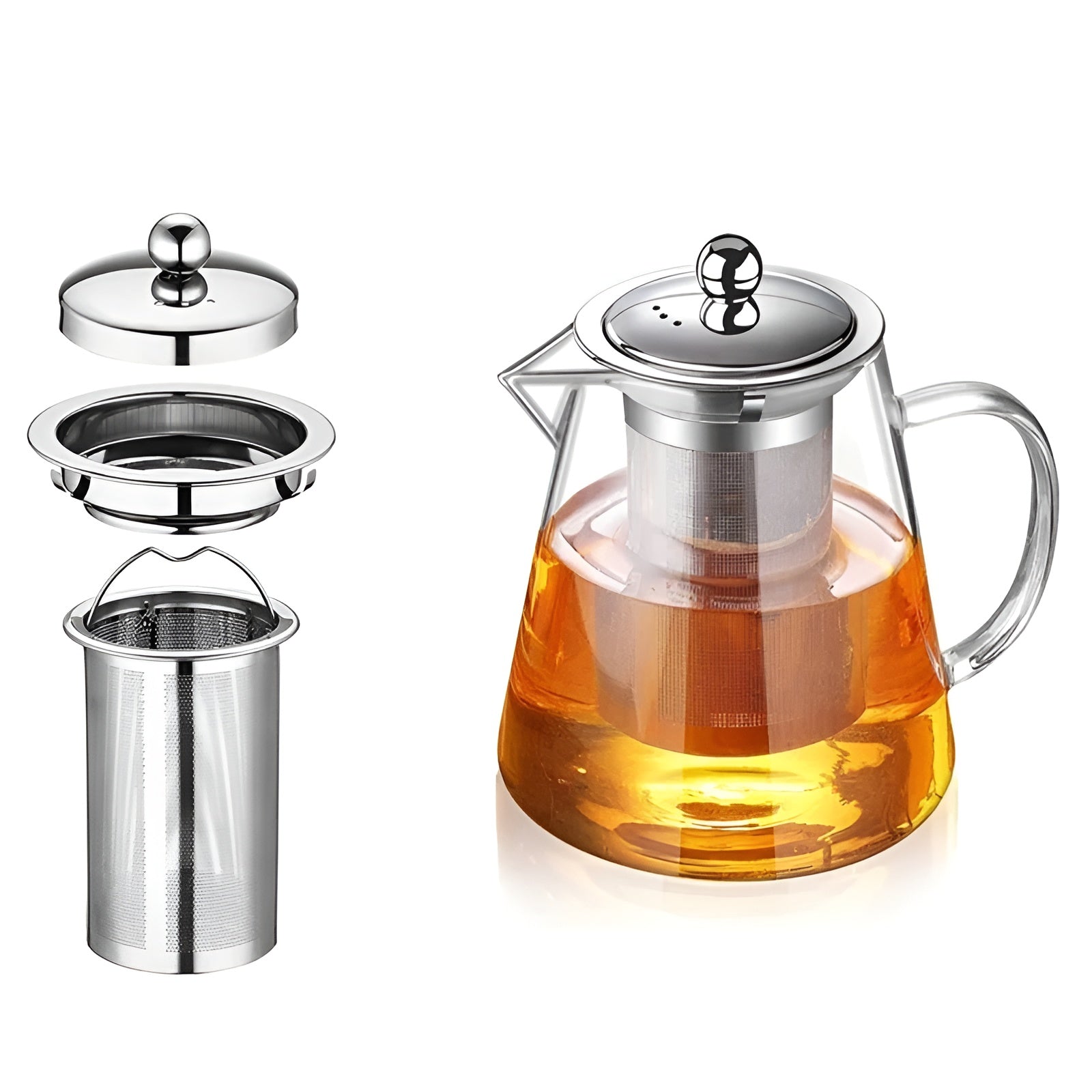 TeaLuxe | Teekanne | Mundgeblasenes Glas | Edelstahlfilter & Hitzebeständig