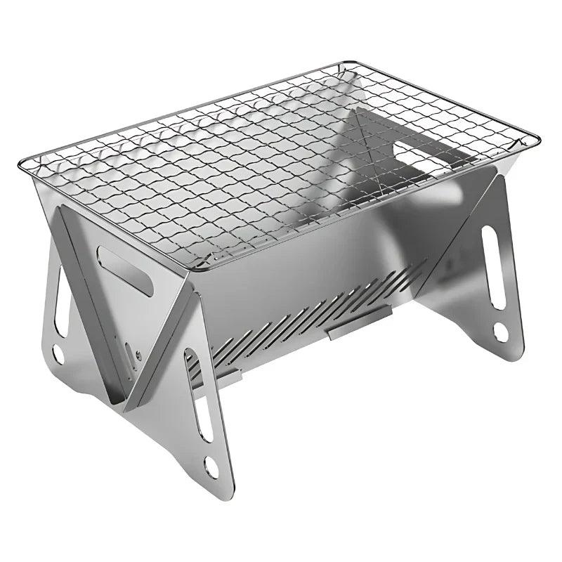Flamevo Faltgrill | Kompakt & Edelstahl | Für Holzkohle | Ideal für Camping & Outdoor