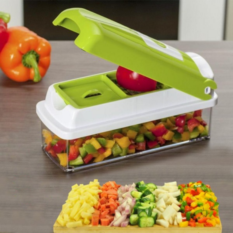 Chefivia Küchenhobel | 12-in-1 Multischneider | Mit Auffangbox & Fingerschutz | Edelstahl & PP