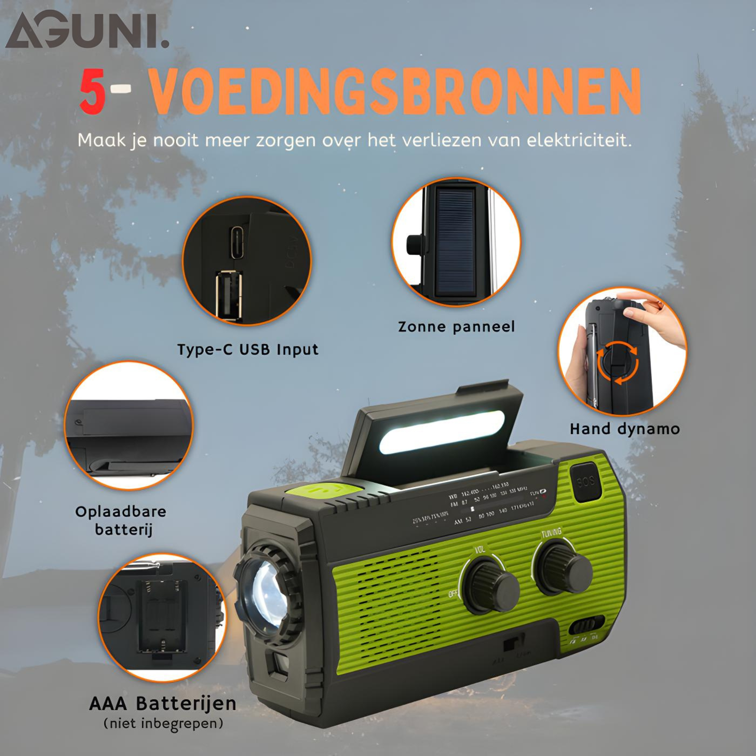PowerSafe AllSafe Radio | Multifunktionale Notfallstation | Solarbetrieben | Powerbank & FM/AM/Wetterradio
