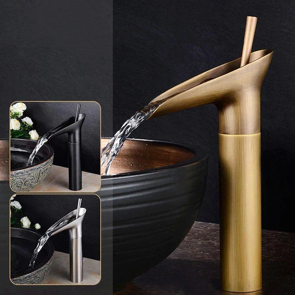 AquaFlow Waterfall Faucet | Elegantes Design | Antik-Bronze-Optik