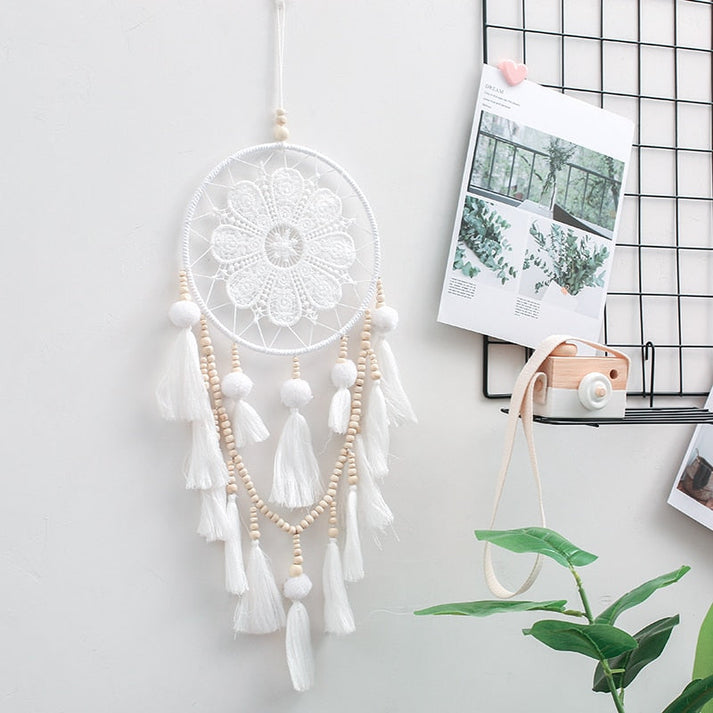 Solmara Boho Traumfänger | Sonne & Mond Design | Handgeknüpft aus Baumwolle | Spirituelle Wanddeko