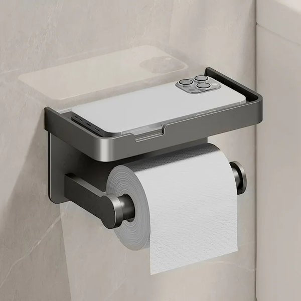 Sanoro Toilettenrollenhalter | Mit Ablage | Rostfreies Aluminium | Modern & Platzsparend