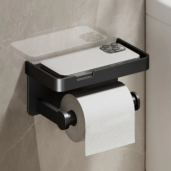 Sanoro Toilettenrollenhalter | Mit Ablage | Rostfreies Aluminium | Modern & Platzsparend
