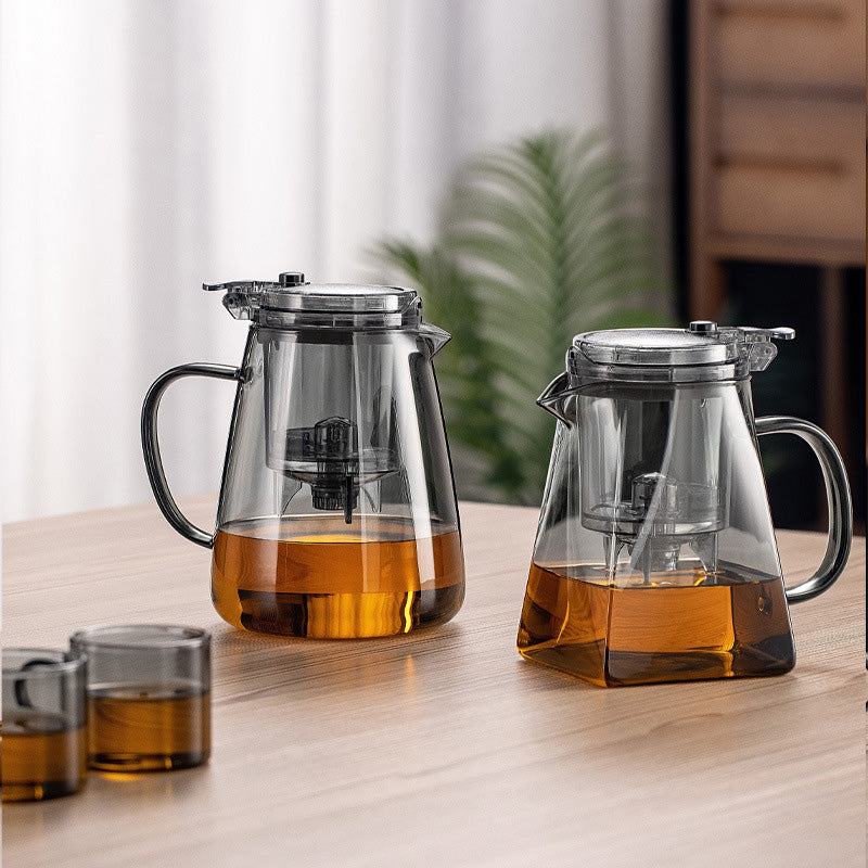 TeaFusion - Ein-Klick-Glas-Teekanne mit abnehmbarem Aufguss-Sieb