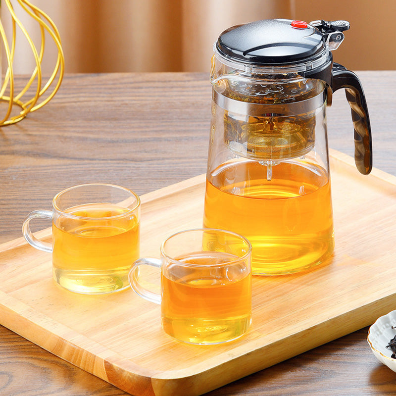 TeaFusion - Ein-Klick-Glas-Teekanne mit abnehmbarem Aufguss-Sieb