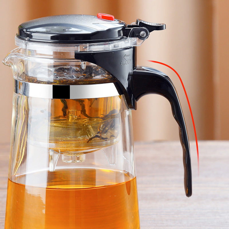 TeaFusion - Ein-Klick-Glas-Teekanne mit abnehmbarem Aufguss-Sieb