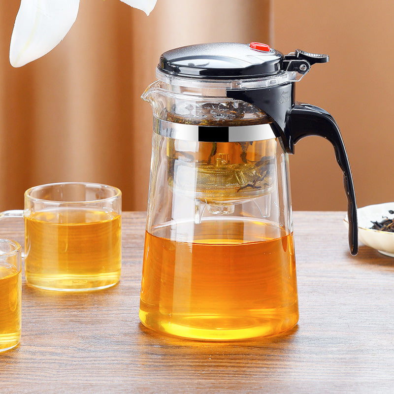 TeaFusion - Ein-Klick-Glas-Teekanne mit abnehmbarem Aufguss-Sieb
