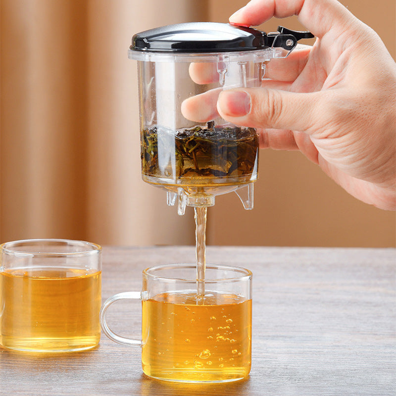 TeaFusion - Ein-Klick-Glas-Teekanne mit abnehmbarem Aufguss-Sieb