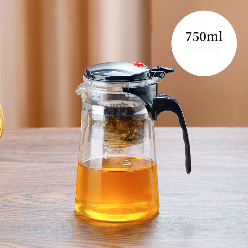 TeaFusion - Ein-Klick-Glas-Teekanne mit abnehmbarem Aufguss-Sieb