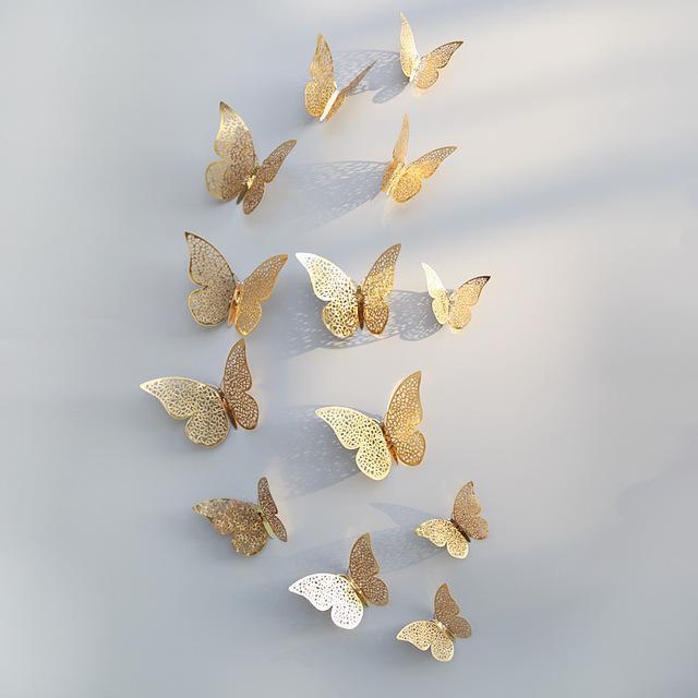 Florya Wings | 3D Schmetterlinge | Magnetisch & Selbstklebend | Gold & Silber