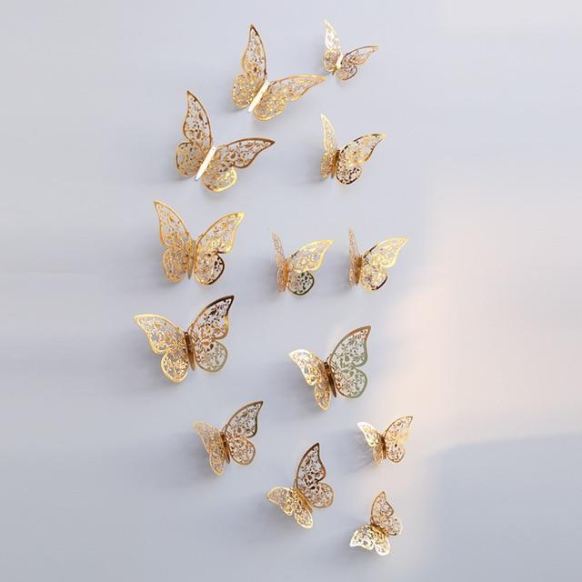 Florya Wings | 3D Schmetterlinge | Magnetisch & Selbstklebend | Gold & Silber