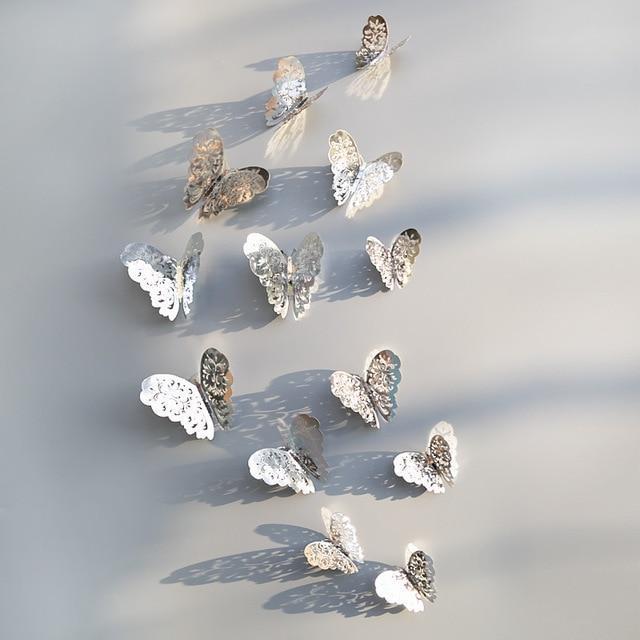Florya Wings | 3D Schmetterlinge | Magnetisch & Selbstklebend | Gold & Silber