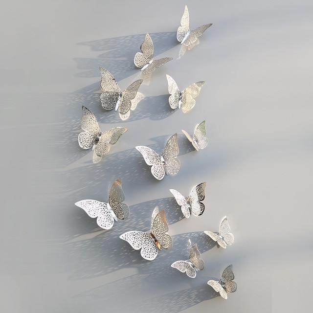 Florya Wings | 3D Schmetterlinge | Magnetisch & Selbstklebend | Gold & Silber