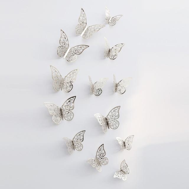 Florya Wings | 3D Schmetterlinge | Magnetisch & Selbstklebend | Gold & Silber