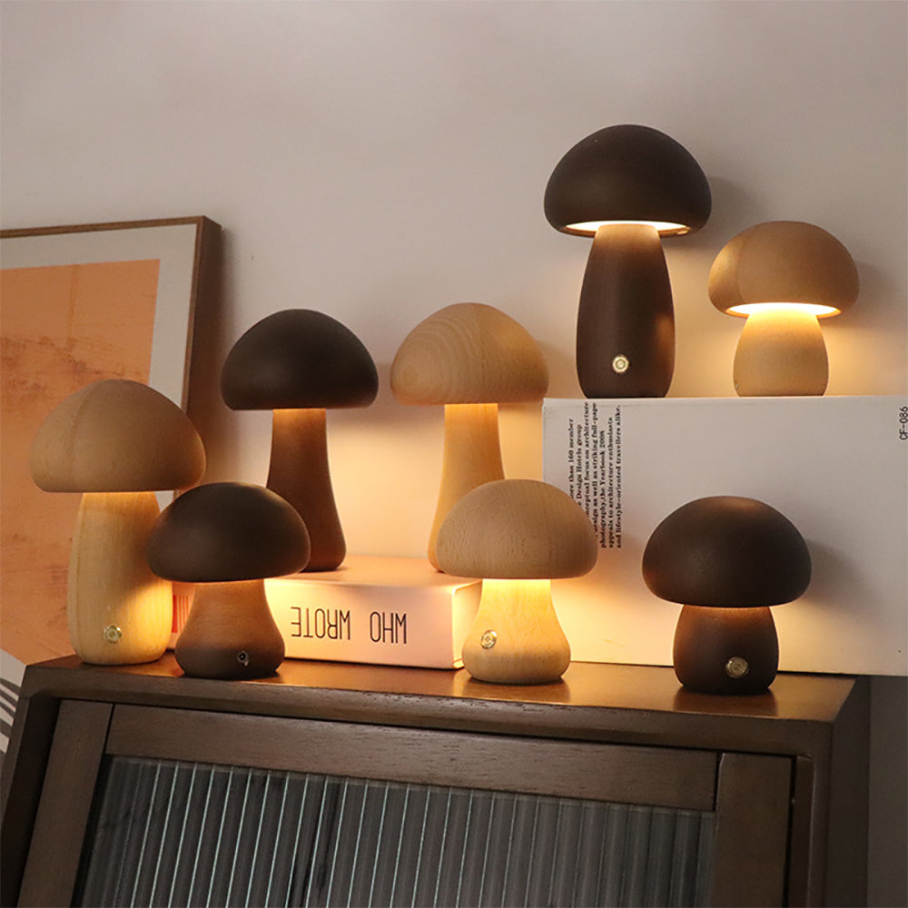 50% RABATT | MushroomLamp - Einzigartige Pilz-Tischlampe aus Holz