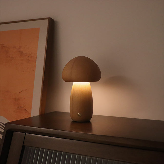 50% RABATT | MushroomLamp - Einzigartige Pilz-Tischlampe aus Holz