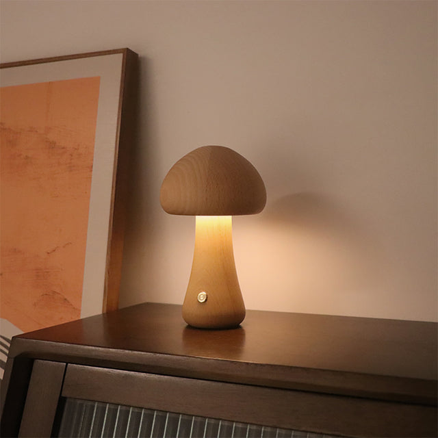 50% RABATT | MushroomLamp - Einzigartige Pilz-Tischlampe aus Holz